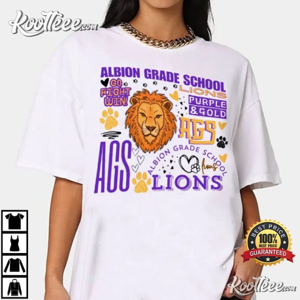 Albion Grade School Lions Typography T-Shirt