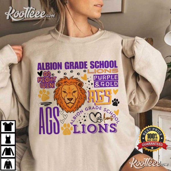 Albion Grade School Lions Typography T-Shirt