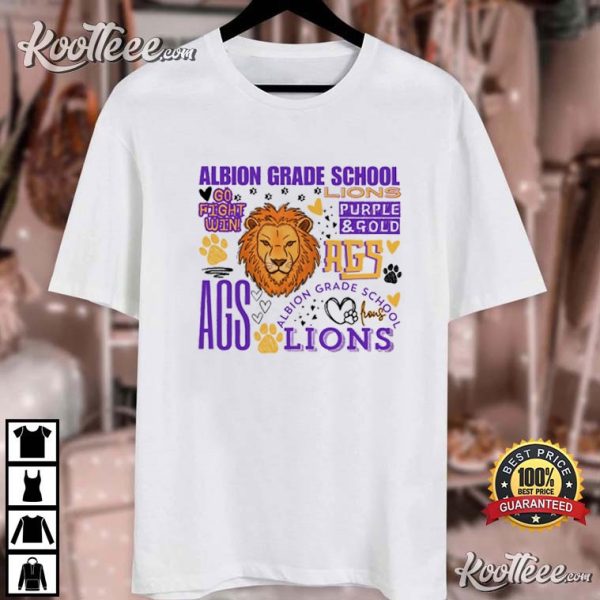 Albion Grade School Lions Typography T-Shirt