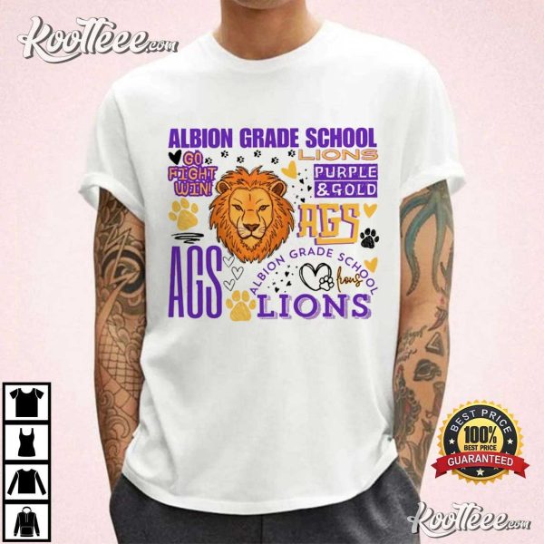 Albion Grade School Lions Typography T-Shirt