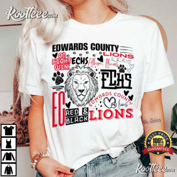 Edwards County Lions High School Typography T-Shirt