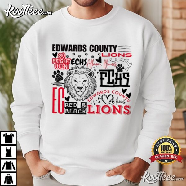 Edwards County Lions High School Typography T-Shirt