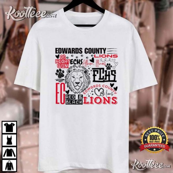 Edwards County Lions High School Typography T-Shirt