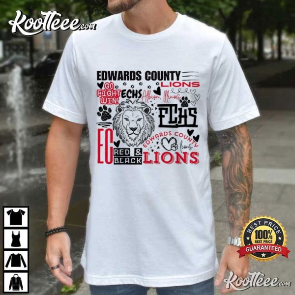 Edwards County Lions High School Typography T-Shirt