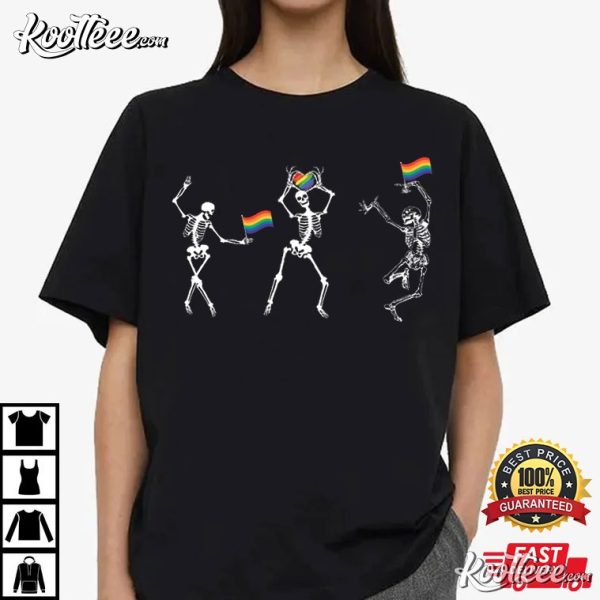 Dancing Skeleton Pride Rainbow LGBTQ T-Shirt