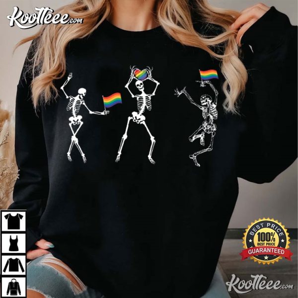 Dancing Skeleton Pride Rainbow LGBTQ T-Shirt