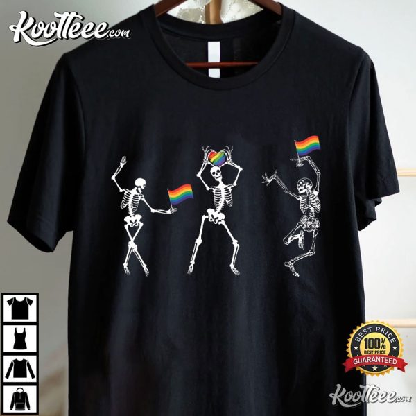 Dancing Skeleton Pride Rainbow LGBTQ T-Shirt