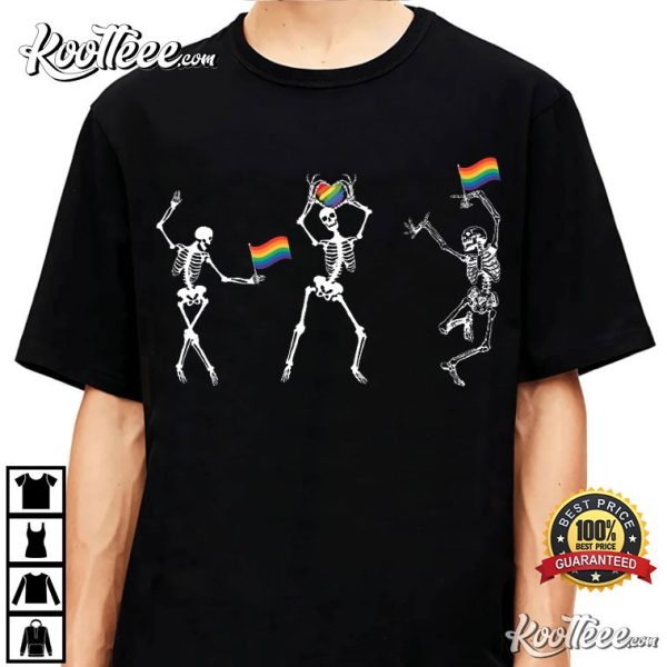 Dancing Skeleton Pride Rainbow LGBTQ T-Shirt