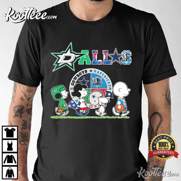 Dallas Stars Cowboys Maverick And Texas Rangers Peanuts T-Shirt