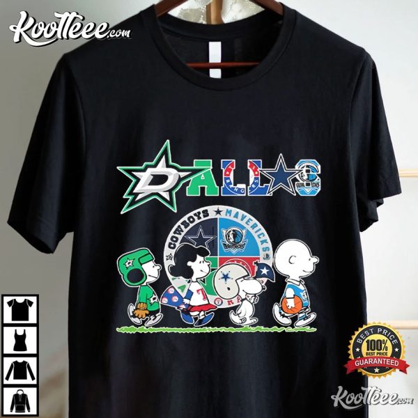 Dallas Stars Cowboys Maverick And Texas Rangers Peanuts T-Shirt