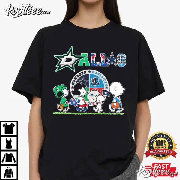 Dallas Stars Cowboys Maverick And Texas Rangers Peanuts T-Shirt