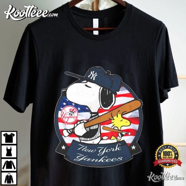 New York Yankees Snoopy And Woodstock 4th Of July T-Shirt