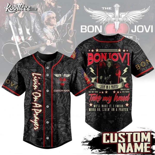 Bon Jovi Livin’ On A Prayer Custom Name Baseball Jersey