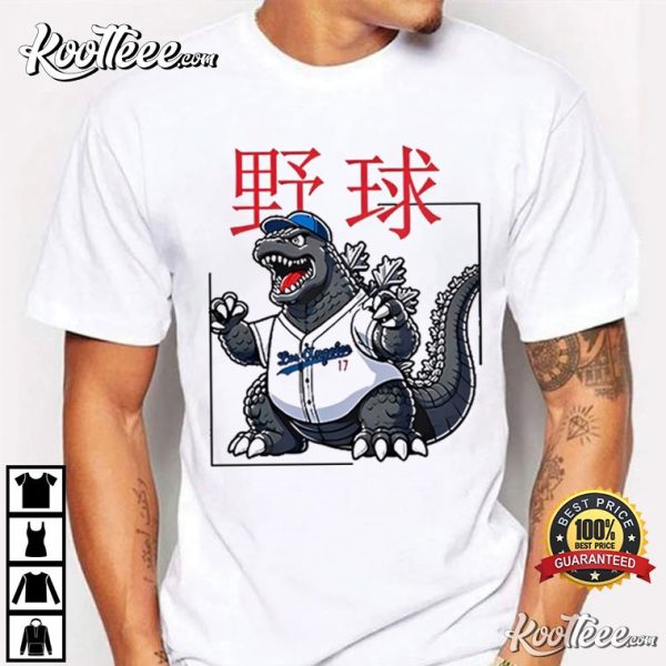 Los Angeles Dodgers Godzilla Tokyo Tiger Baseball T-Shirt