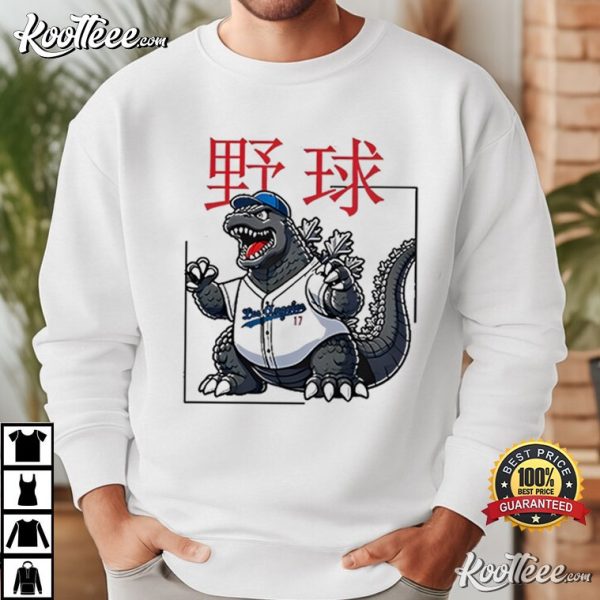 Los Angeles Dodgers Godzilla Tokyo Tiger Baseball T-Shirt