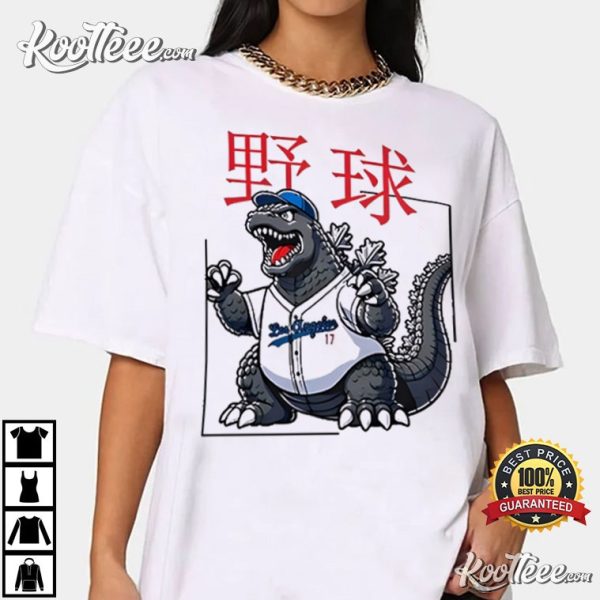 Los Angeles Dodgers Godzilla Tokyo Tiger Baseball T-Shirt