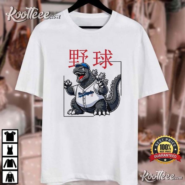 Los Angeles Dodgers Godzilla Tokyo Tiger Baseball T-Shirt