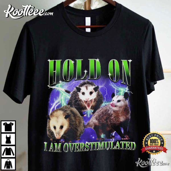 Possum Hold On I Am Overstimulated Vintage 90s T-Shirt