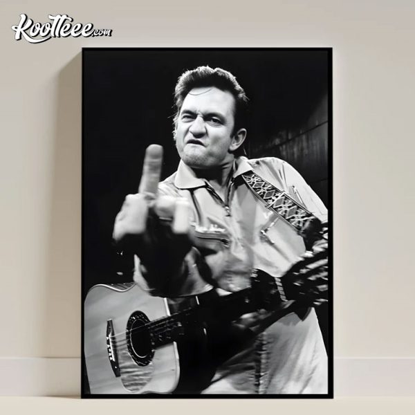 Johnny Cash Middle Finger Photo Print Poster