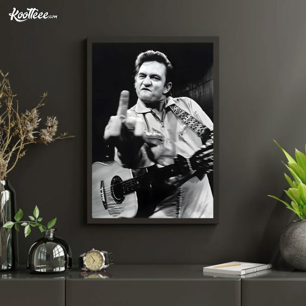 Johnny Cash Middle Finger Photo Print Poster