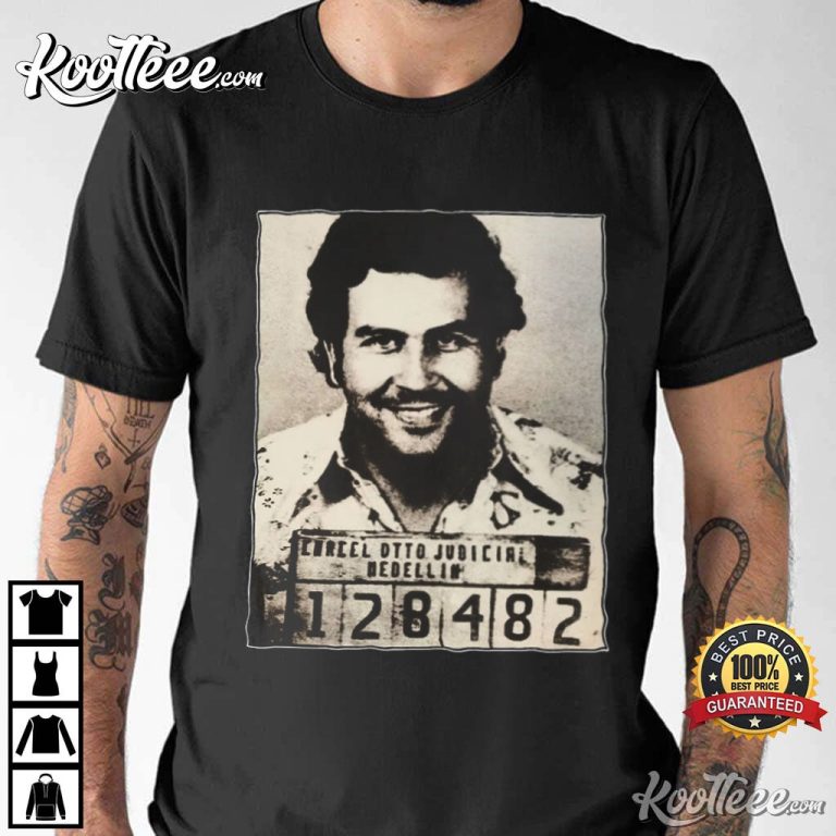 T-shirt Pablo Escobar Mugshot - Noir - Taille XL - Coton 100% - Neuf Avec étiquettes - Style Streetwear