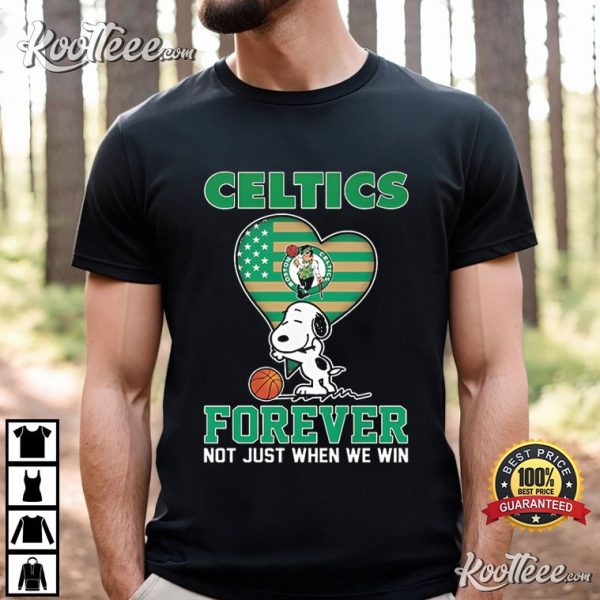 Snoopy Hug Boston Celtics Forever Not Just When We Win T-Shirt