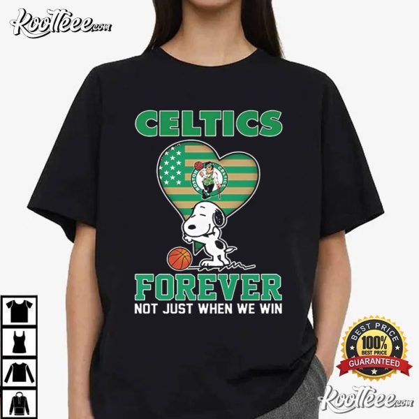 Snoopy Hug Boston Celtics Forever Not Just When We Win T-Shirt