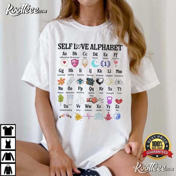 Self Love Alphabet Mental Health Awareness T-Shirt