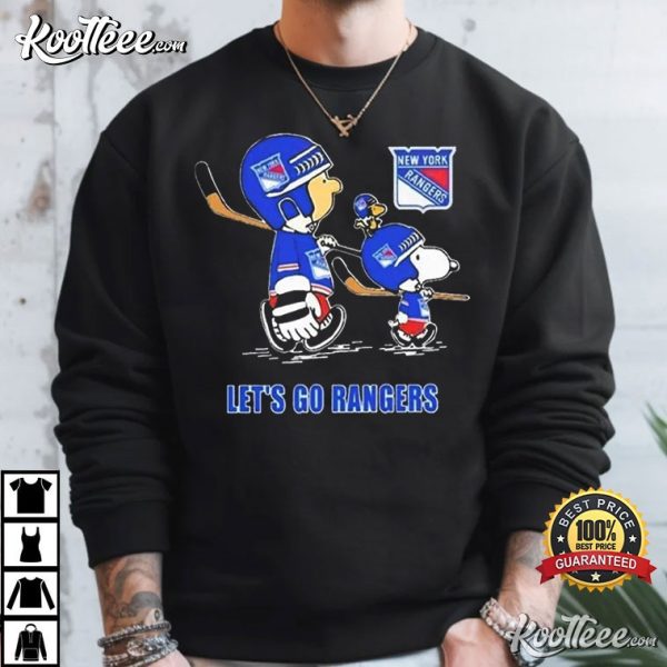 New York Rangers Peanuts Characters Lets Go Rangers T-Shirt