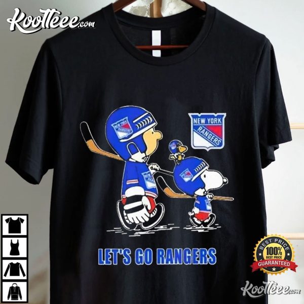 New York Rangers Peanuts Characters Lets Go Rangers T-Shirt