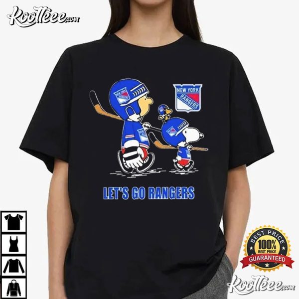 New York Rangers Peanuts Characters Lets Go Rangers T-Shirt