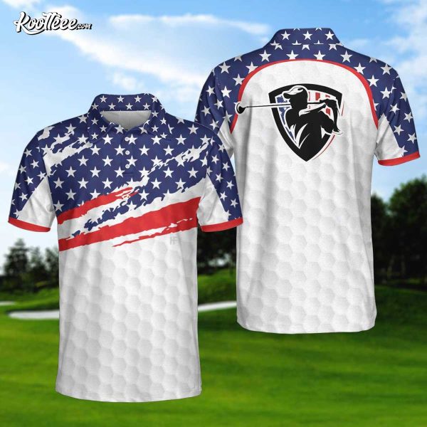 American Flag Golf Texture Polo Shirt