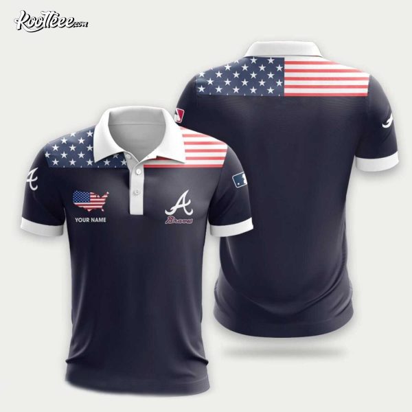 Atlanta Braves American Flag Pattern Custom Polo Shirt