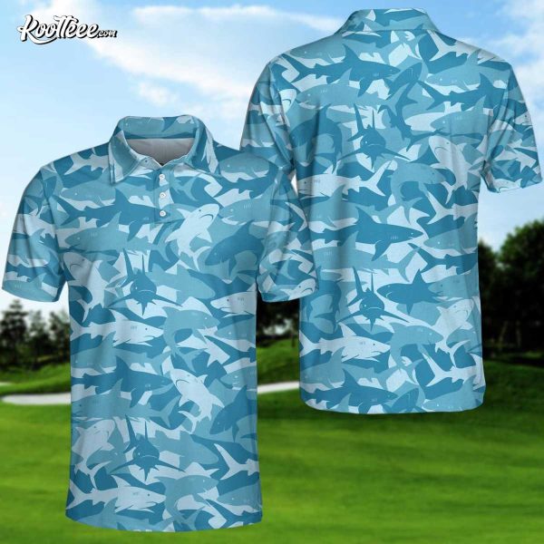 Camouflage Ocean Shark Pattern Polo Shirt