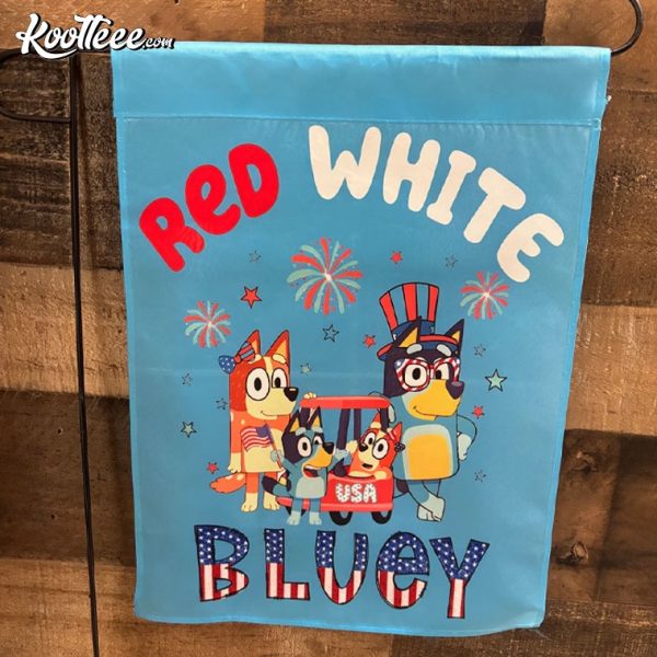 Bluey Family Red White Bluey 4th Of July Garden House Flag