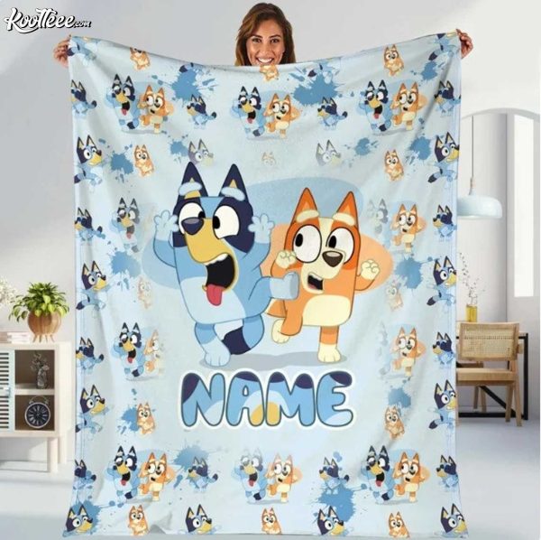 Bluey And Bingo Personalized Name Fleece Blanket