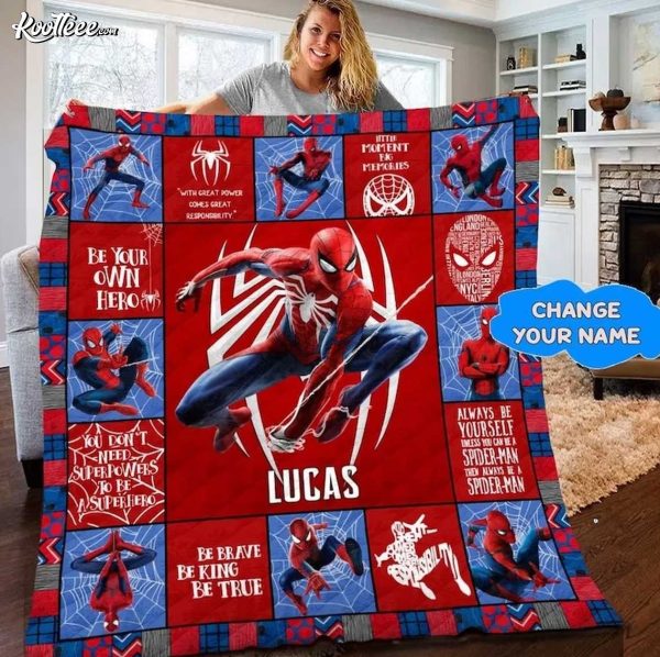 Spiderman Personalized Gift For Kids Fleece Blanket