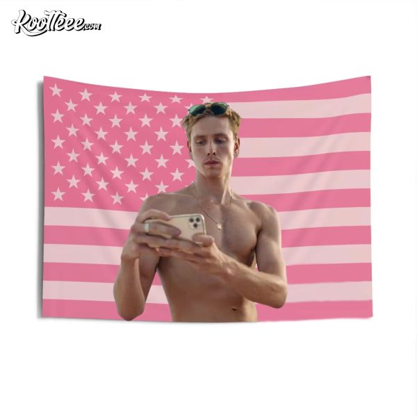 Harris Dickinson Pink American Flag Wall Tapestry