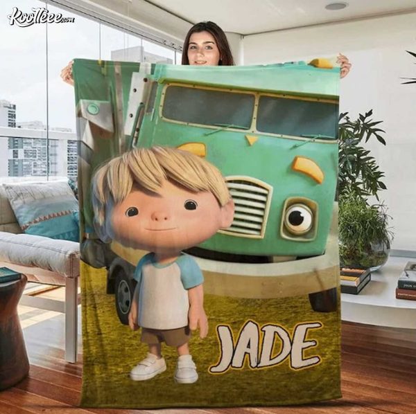 Trash Truck Custom Name Fleece Blanket