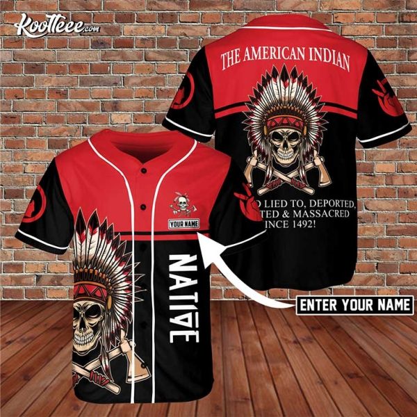 Native American Indian Tribal Skull Custom Name BaseBall Jersey