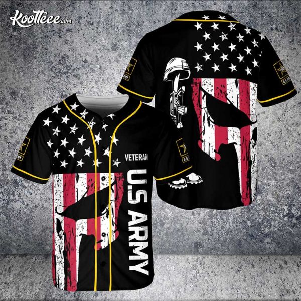 US Navy Custom Name Veteran Camo Skull Baseball Jersey