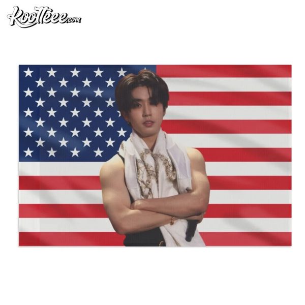 Stray Kids Han Jisung Muscles American Flag Wall Tapestry