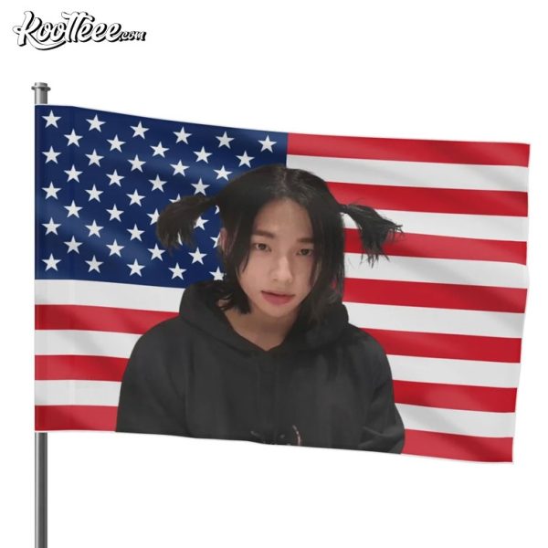 Hyunjin Pigtails Stray Kids American Flag