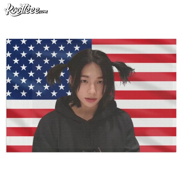 Hyunjin Pigtails Stray Kids American Flag