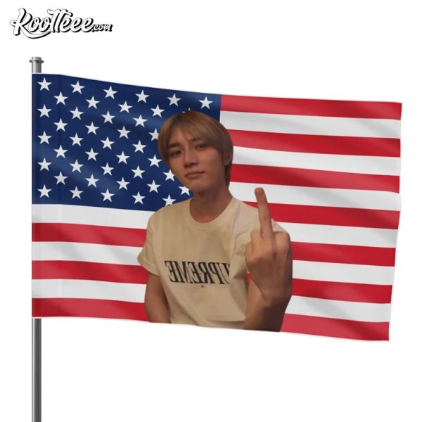 TXT Beomgyu Flip Off Meme American Flag