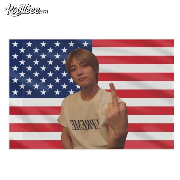 TXT Beomgyu Flip Off Meme American Flag