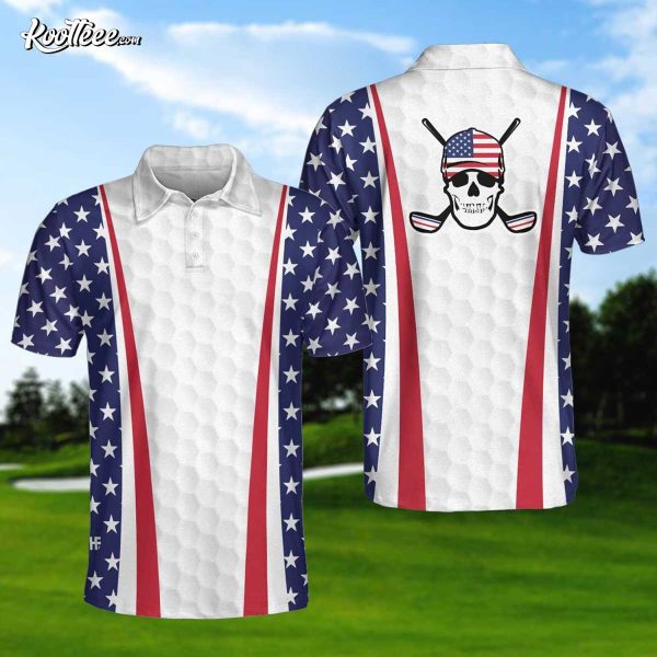 Golf Texture American Flag Polo Shirt