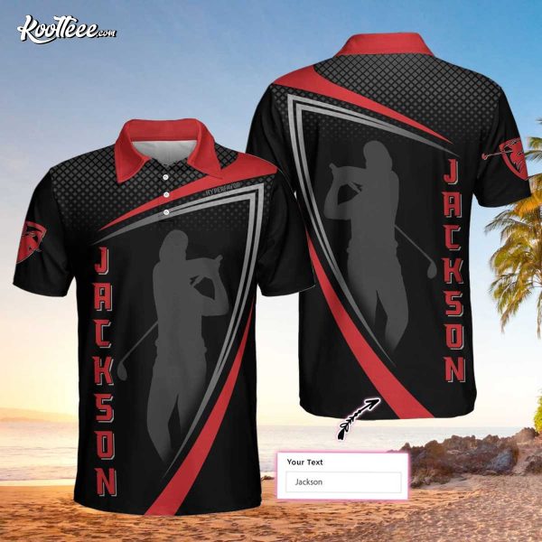 Personalized Golf Red And Black Sport Polo Shirt