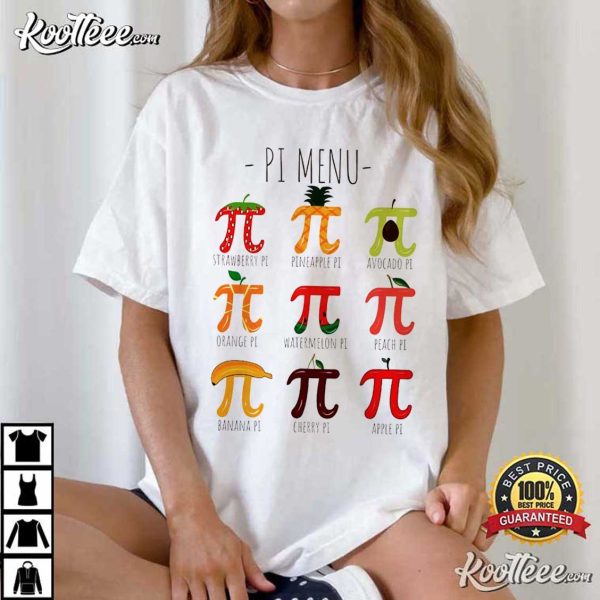 Pi Menu Pi Day Math Teacher Gift T-Shirt