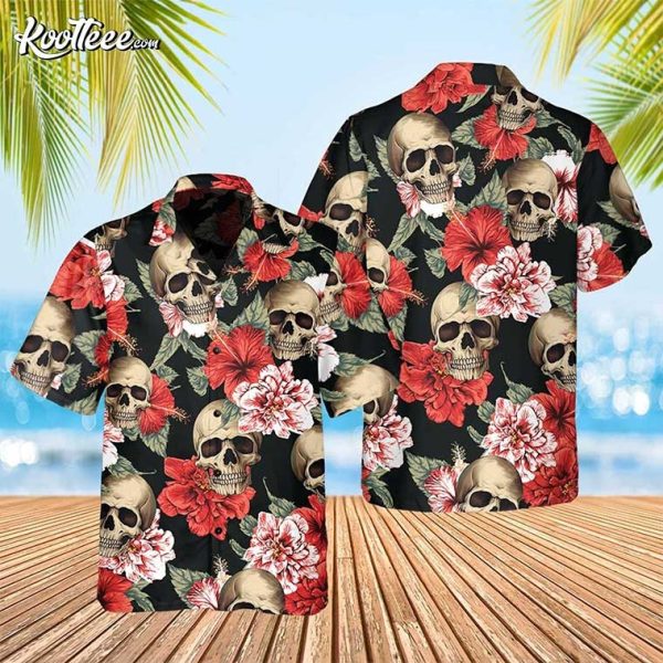 Skull Exotic Hibiscus Hawaiian Shirt